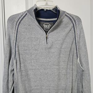 BKE Buckle Sweater Men’s L Athletic Fit Pale Blue 1/4 Zip Pullover 100% Cotton
